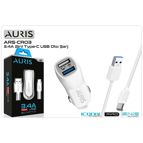 AURIS TYPE-C ARAÇ ŞARJ SETİ 3.4A  PK:10 